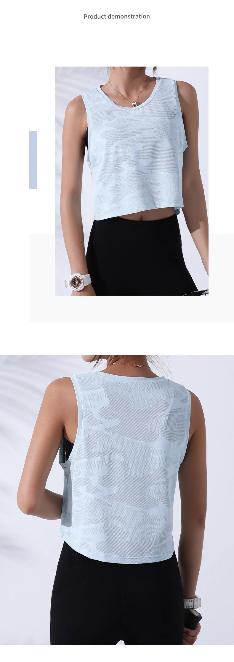 Women’s Camouflage Running Vest-Crop Top