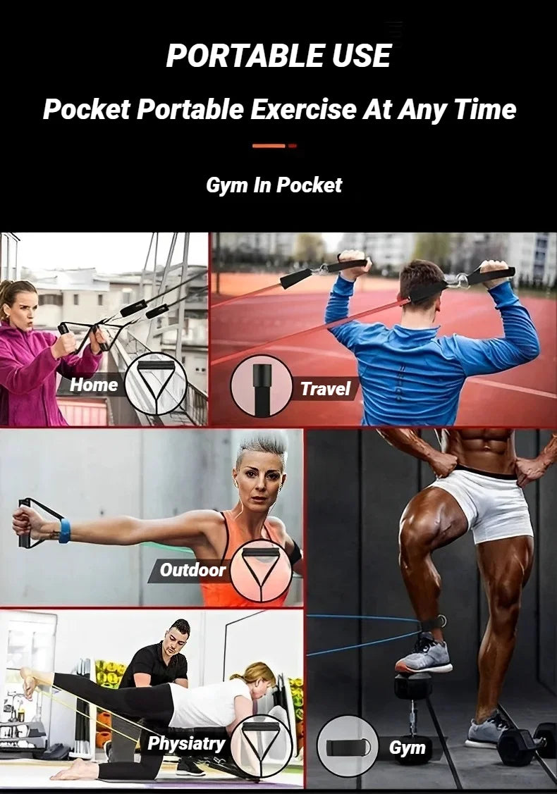 11pcs/Set Pull Rope Resistance Bands Fitness Equipment