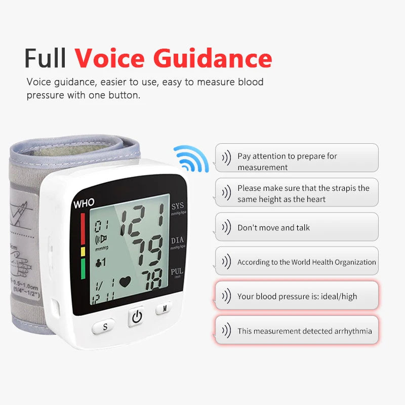 Rechargeable Digital Blood Pressure Monitor Wrist