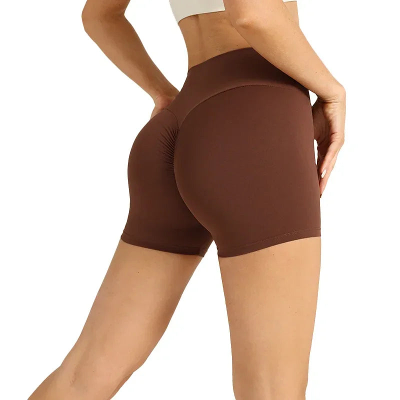Solid Color High Waist Seamless Butt Lift Yoga Shorts