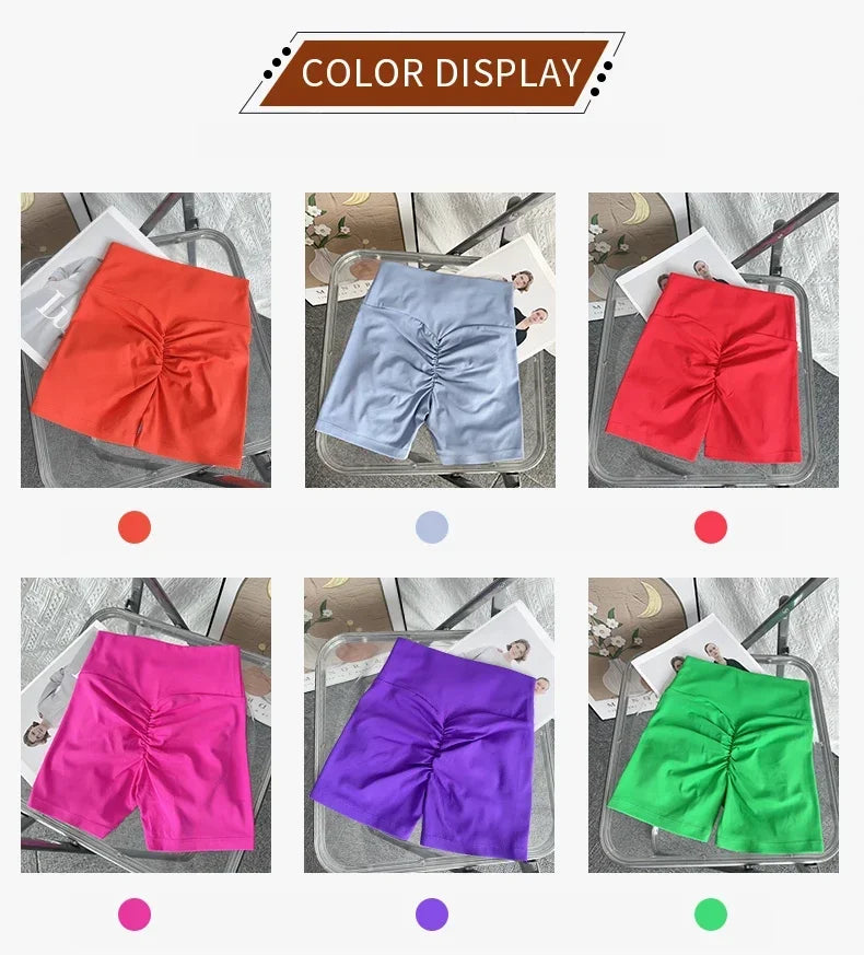 Solid Color High Waist Seamless Butt Lift Yoga Shorts