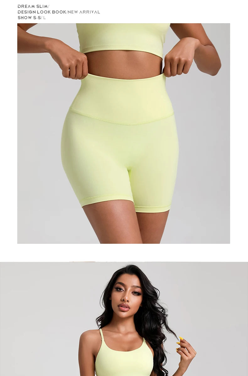Solid Color Women’s High Waist Fitness Shorts