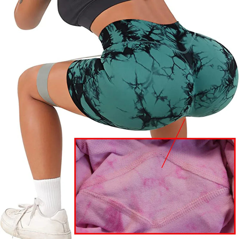 Seamless Tie Dye Push Up Yoga Shorts for Women: