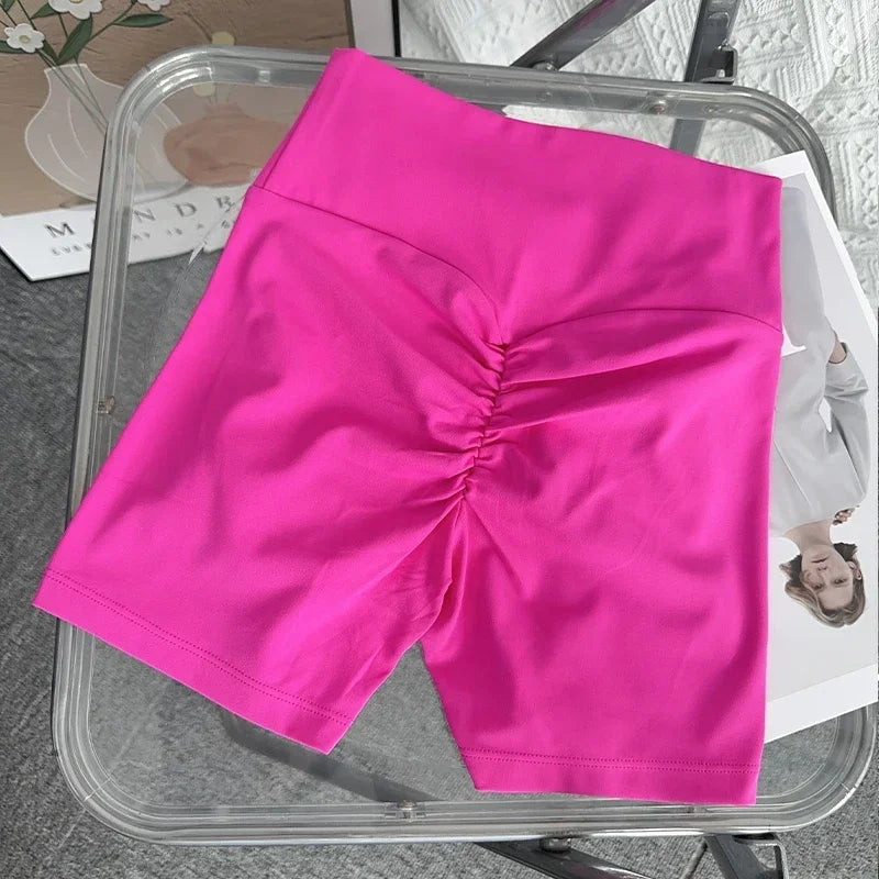 Solid Color High Waist Seamless Butt Lift Yoga Shorts
