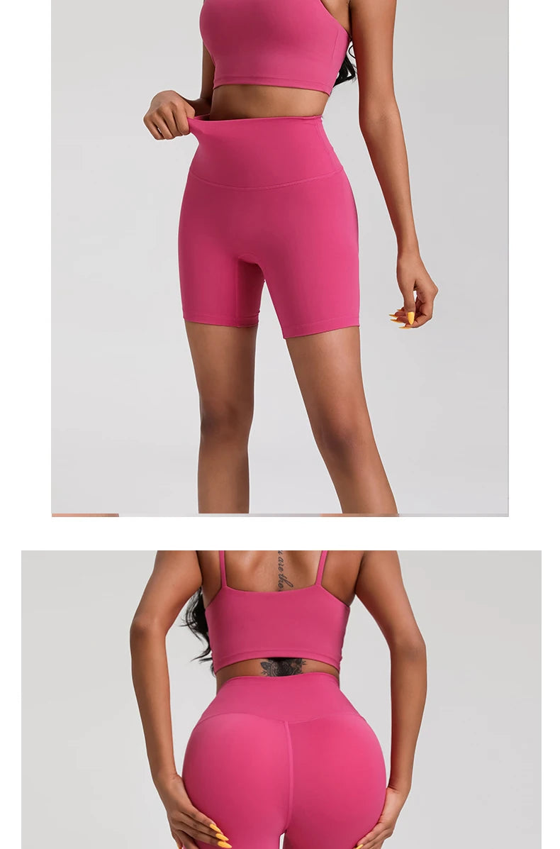 Solid Color Women’s High Waist Fitness Shorts