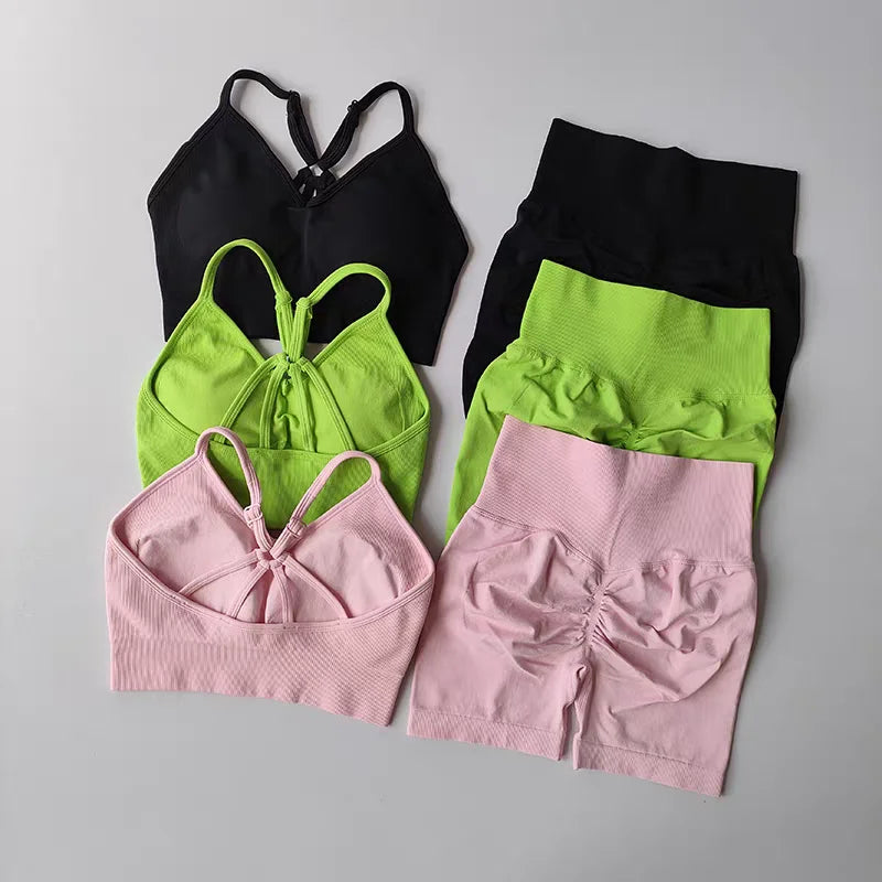 2 Pcs Yoga Sets Women High Waist Workout Outfits