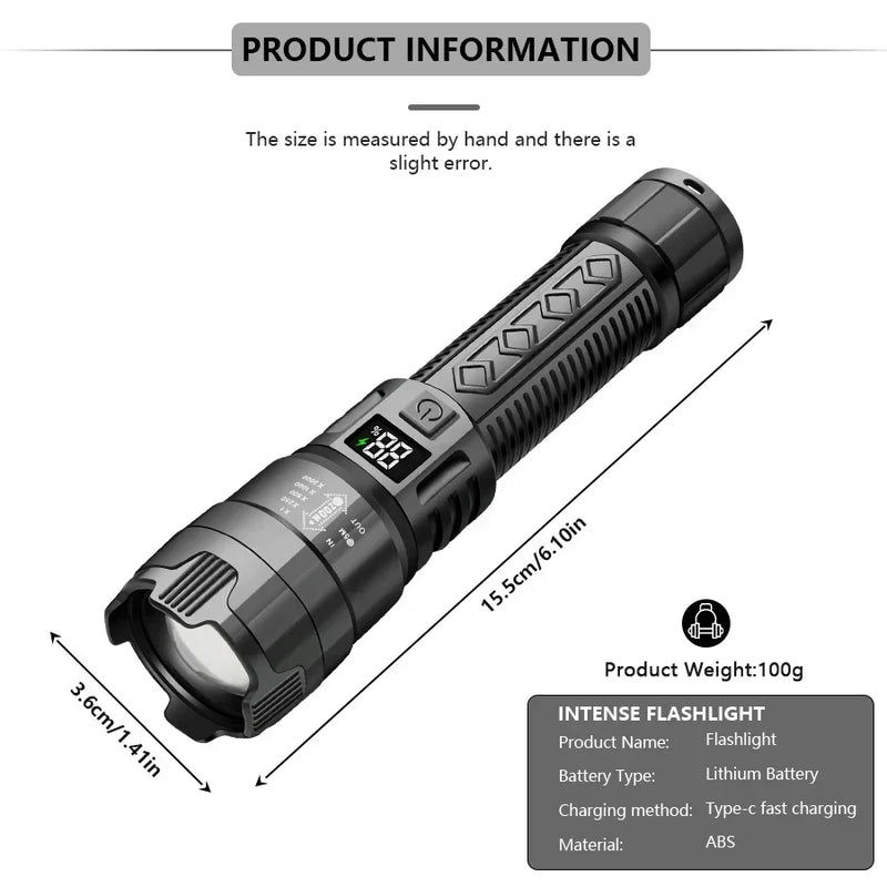 KDULIT High Power Rechargeable LED Flashlight: