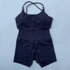 Women's Yoga Shorts Set with Cross-Strap Bra and High-Waist Shorts