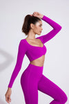 QINACTIVE Women’s Long Sleeve Yoga Crop Top