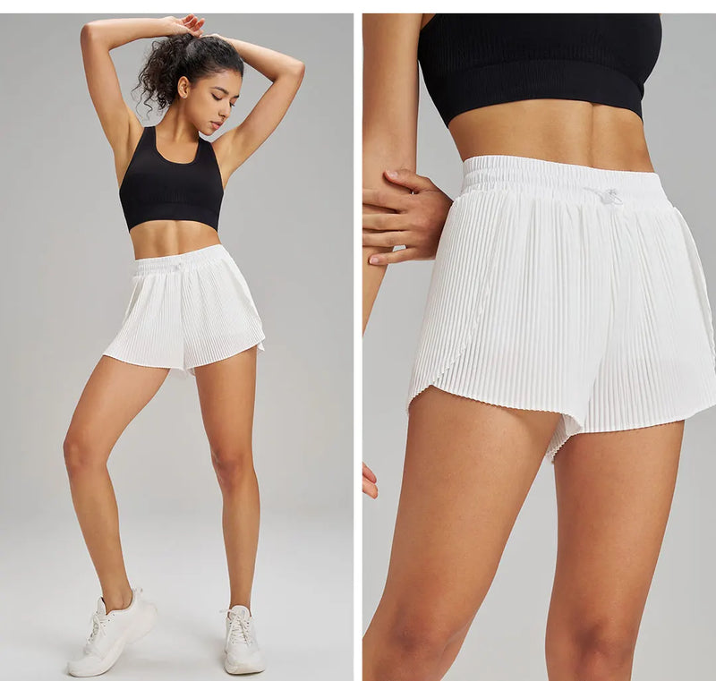 Fitness Fake Two-Piece Pleated Skirt Pants