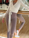 Women’s Wrap Ruched Tie Front Yoga Shirt