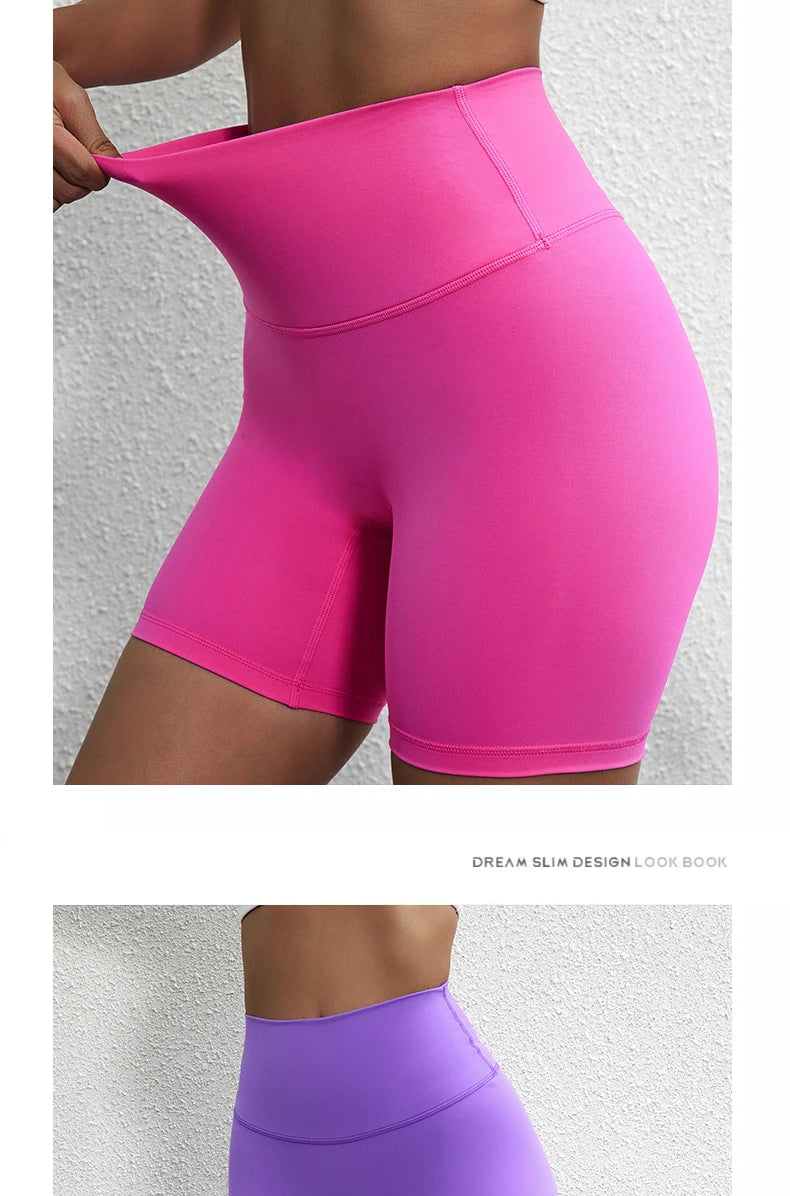 Solid Color Women’s High Waist Fitness Shorts