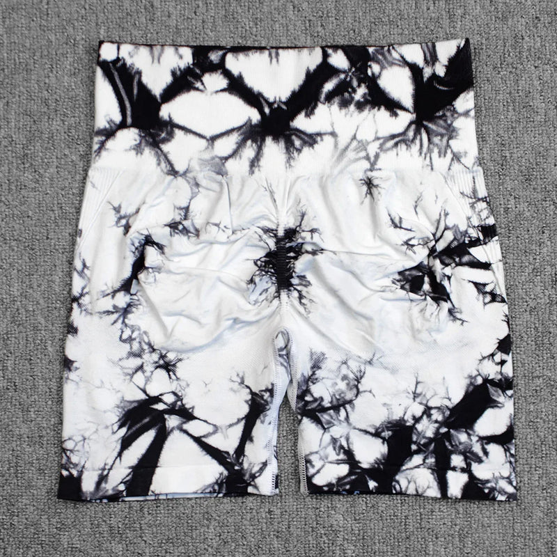 Seamless Tie Dye Push Up Yoga Shorts for Women: