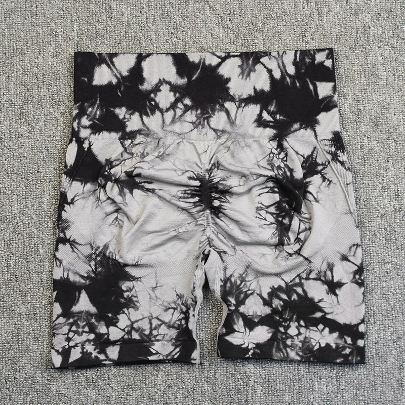 Seamless Tie Dye Push Up Yoga Shorts for Women: