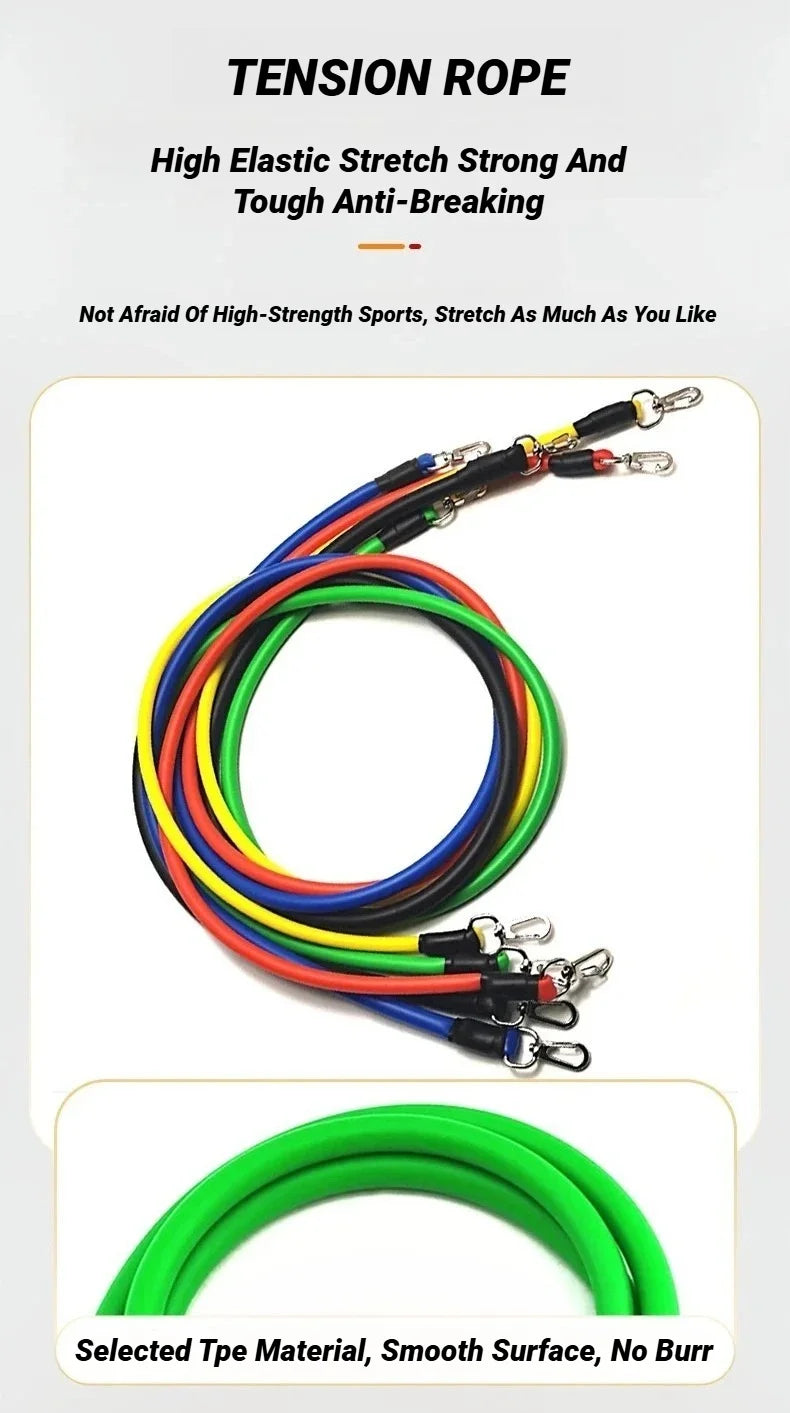 11pcs/Set Pull Rope Resistance Bands Fitness Equipment