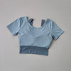 Women’s Fake Two-Piece Sports Top with Built-In Bra