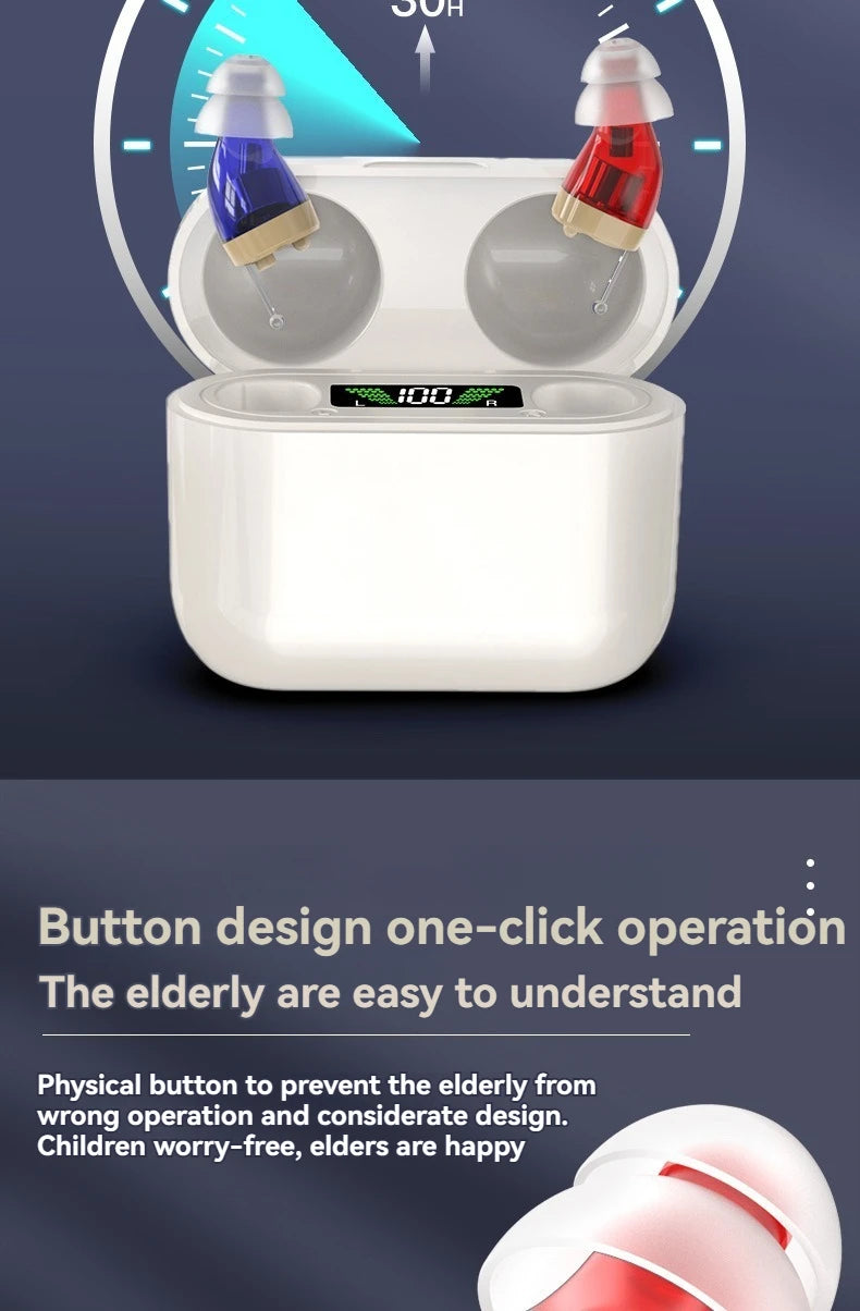 ITE Elderly Hearing Aid Rechargeable Deaf Digital Display Wireless Hearing Amplifier