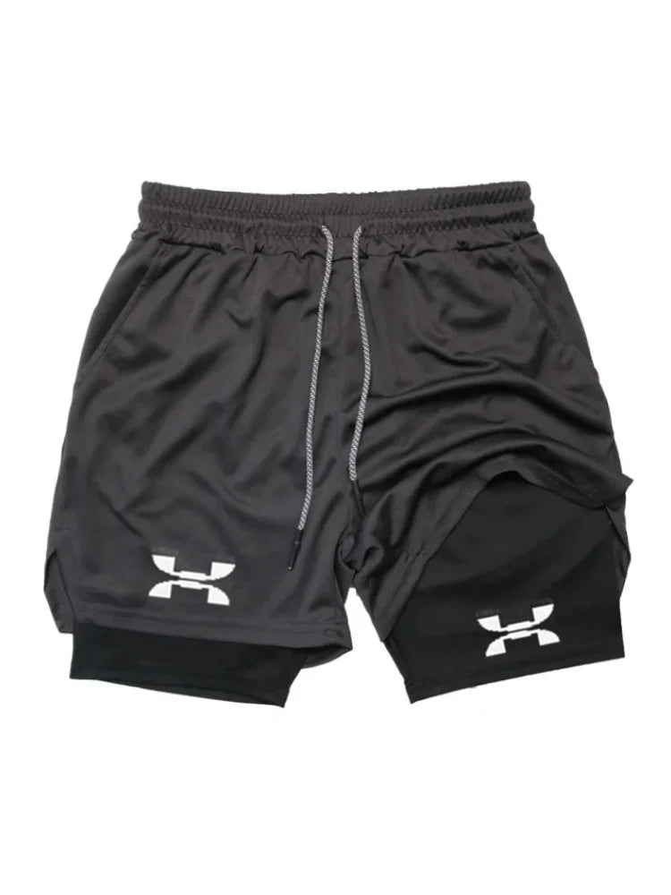 New Running Shorts Men Gym Sports Shorts 2-in-1