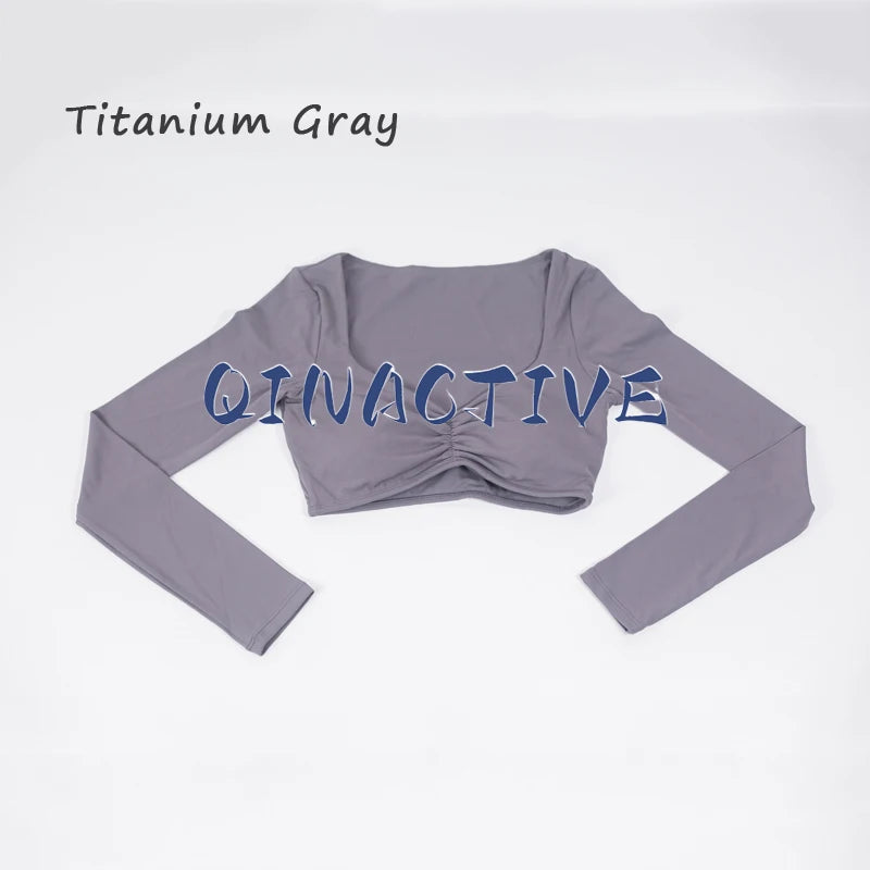QINACTIVE Women’s Long Sleeve Yoga Crop Top