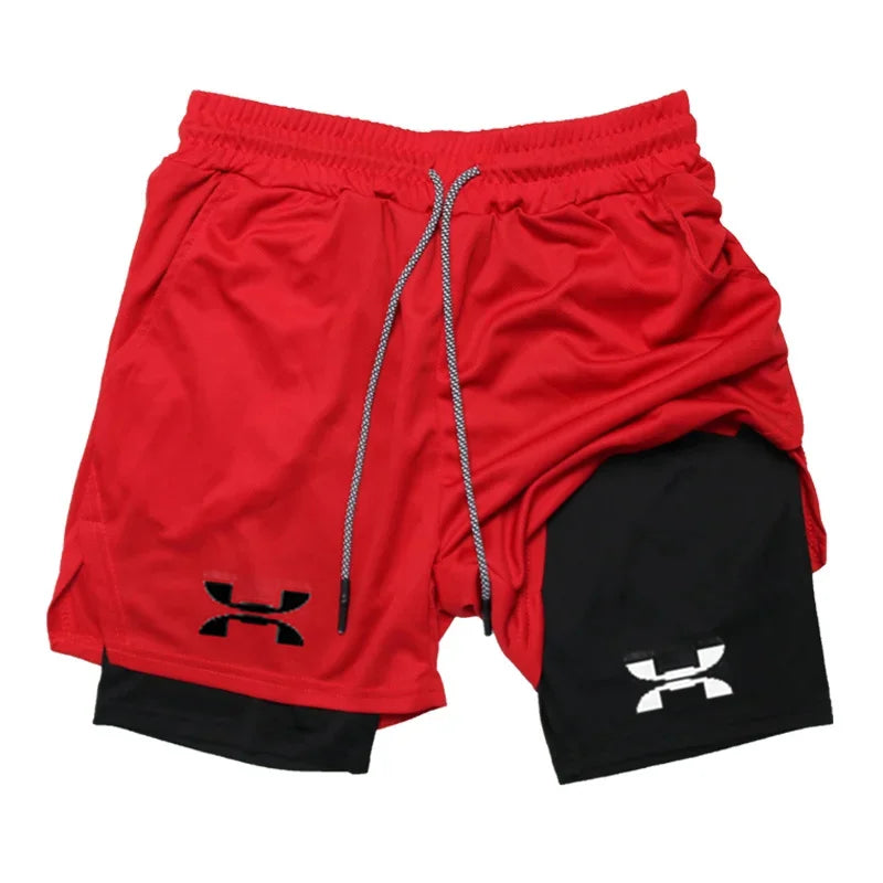 New Running Shorts Men Gym Sports Shorts 2-in-1
