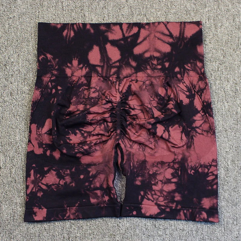 Seamless Tie Dye Push Up Yoga Shorts for Women: