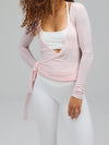 Women’s Wrap Ruched Tie Front Yoga Shirt