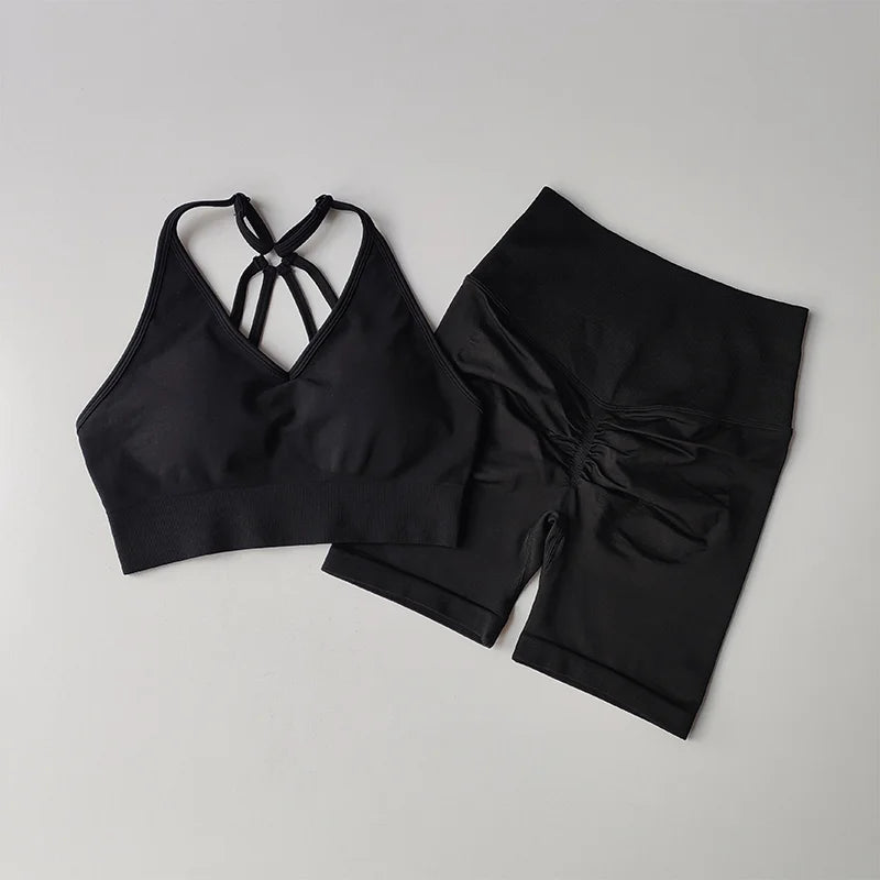 2 Pcs Yoga Sets Women High Waist Workout Outfits