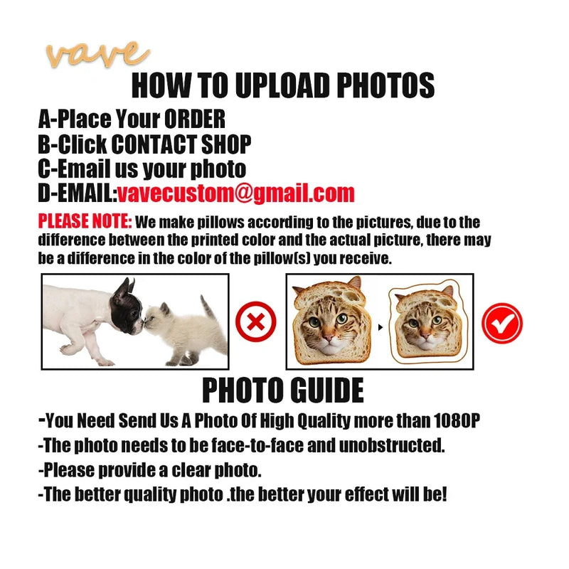 Photo Custom Shape Pillow Case DIY Pet Cushion