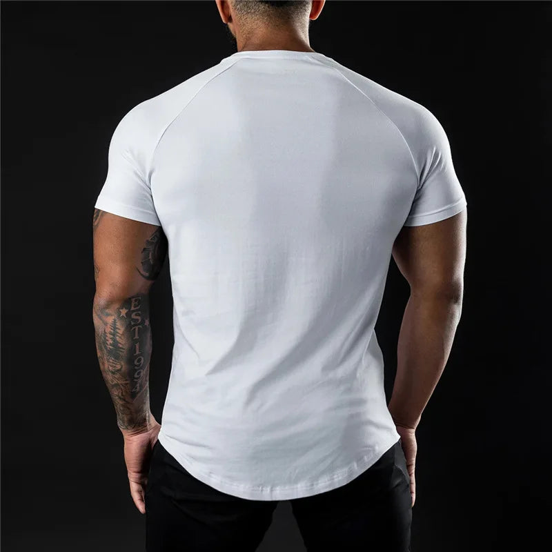 Plain Gym T-shirt for Men – Summer Fitness Cotton Slim Fit Tee