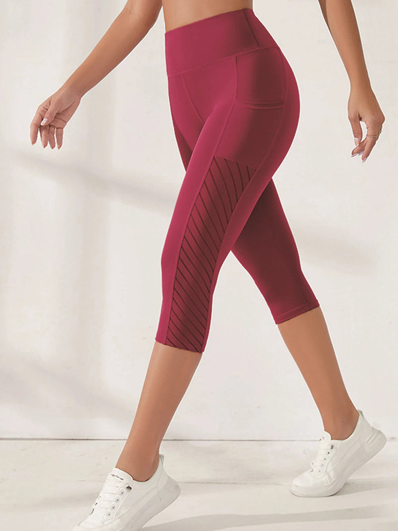 Women’s High Waist Calf-Length Yoga Pants with Side Pockets