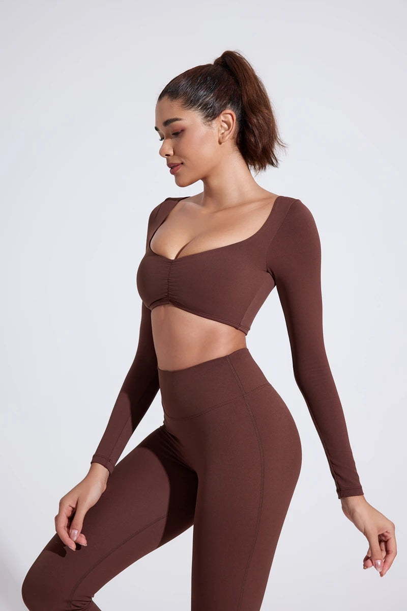 QINACTIVE Women’s Long Sleeve Yoga Crop Top
