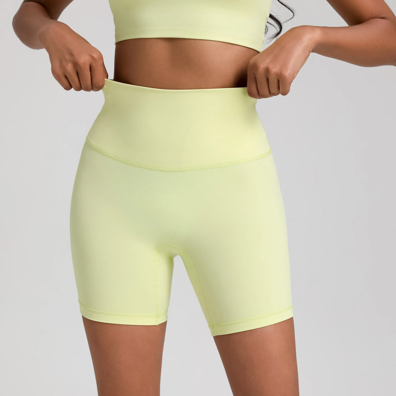Solid Color Women’s High Waist Fitness Shorts