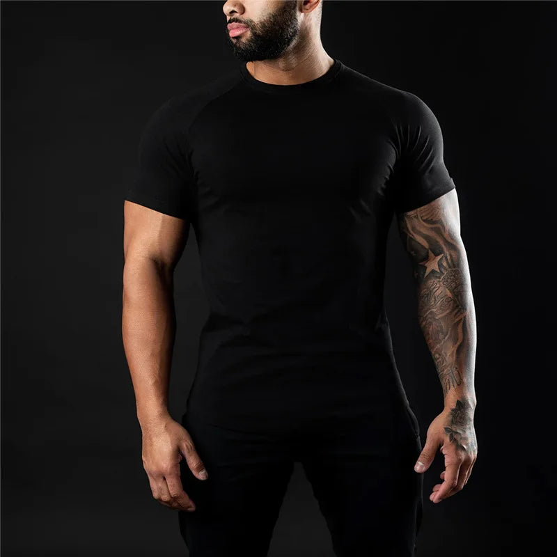 Plain Gym T-shirt Men Summer Fitness Clothing