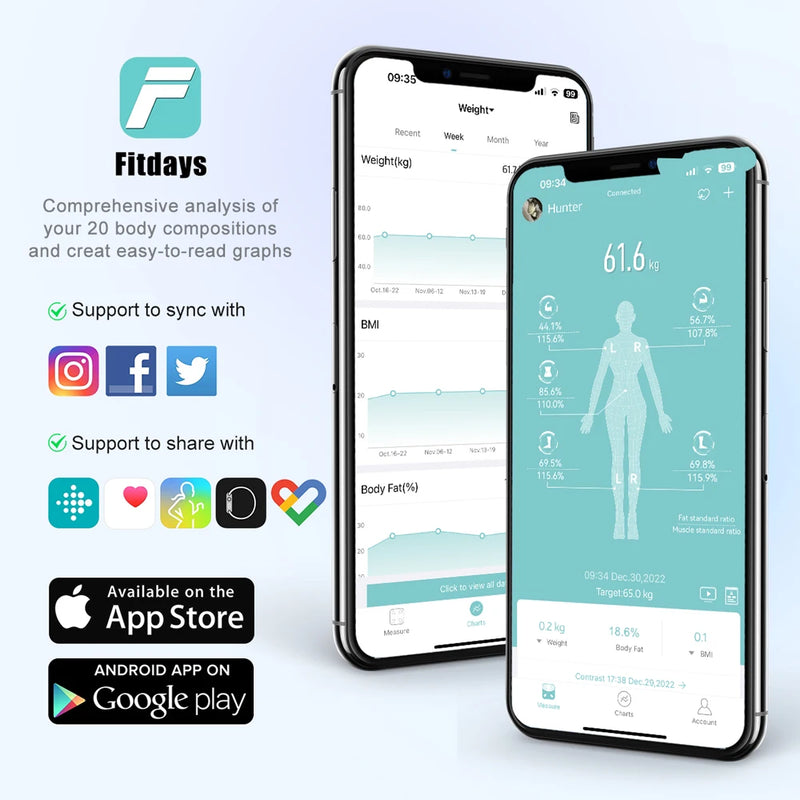 Smart Body Fat Scale with 8 Electrodes – Professional Digital Body Analyzer