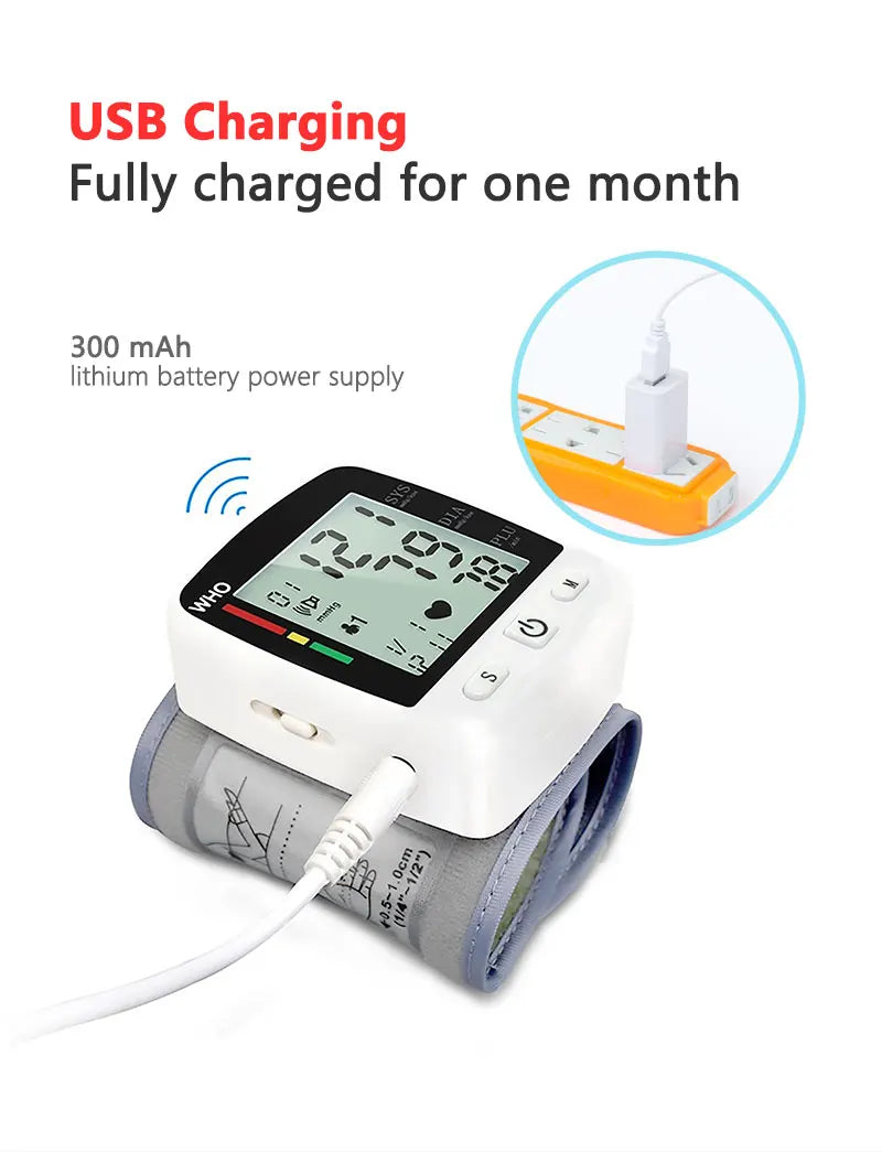 Rechargeable Digital Blood Pressure Monitor Wrist