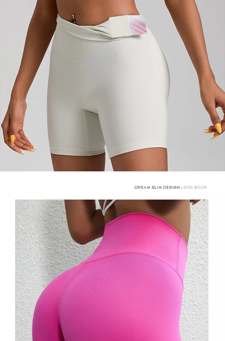 Solid Color Women’s High Waist Fitness Shorts