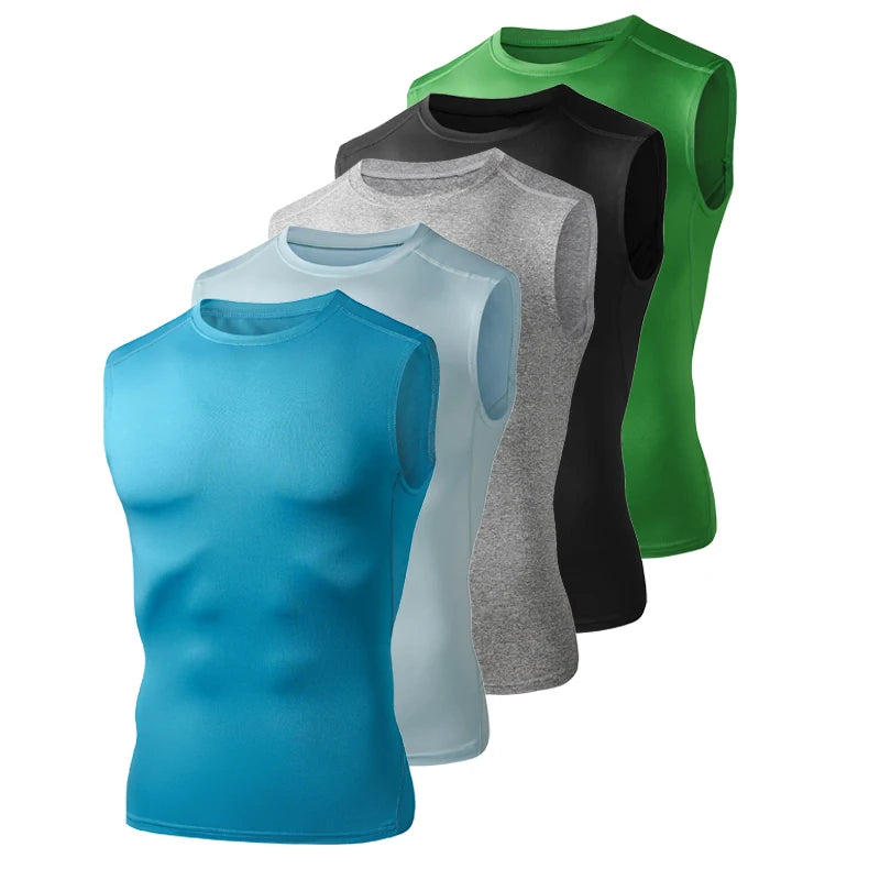 Men’s Running Sleeveless Elastic Compression Gym Fitness Tank Top