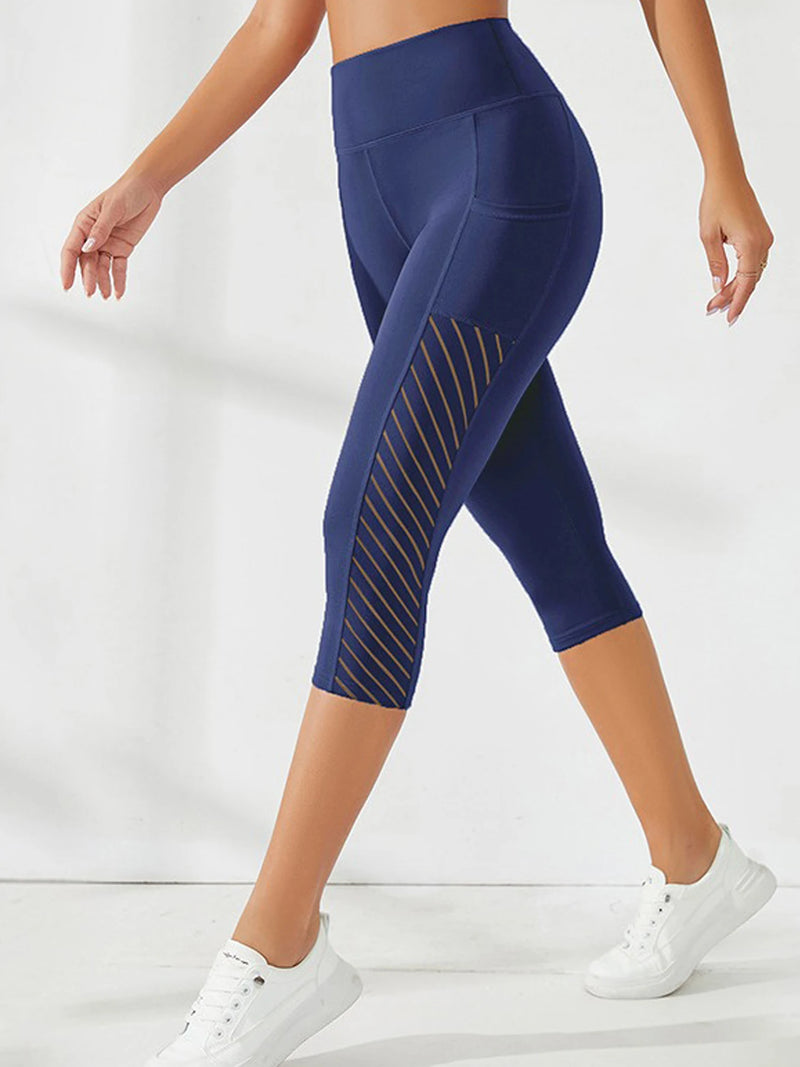 Women’s High Waist Calf-Length Yoga Pants with Side Pockets