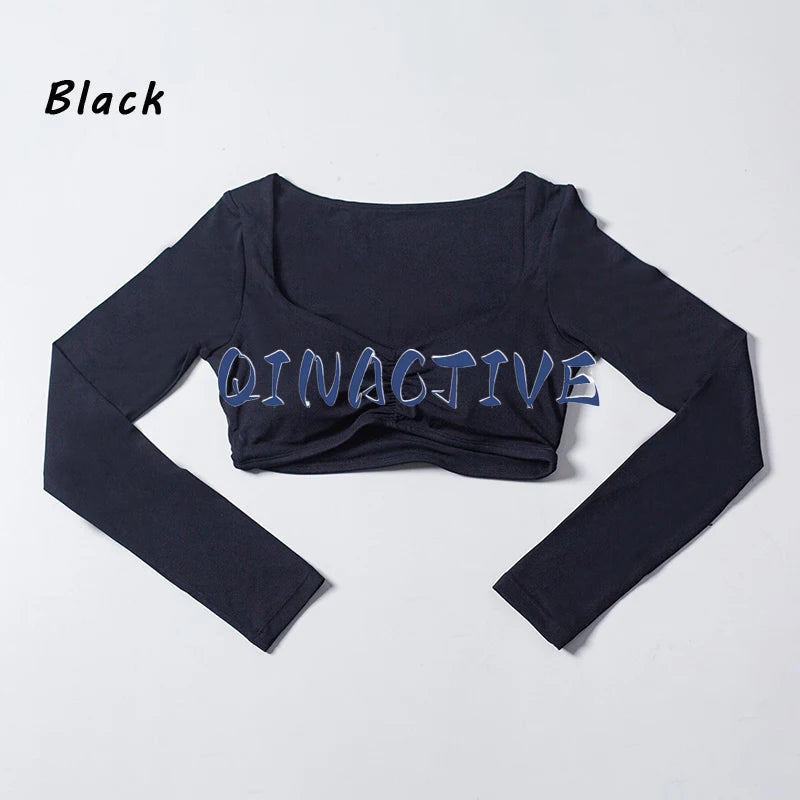 QINACTIVE Women’s Long Sleeve Yoga Crop Top