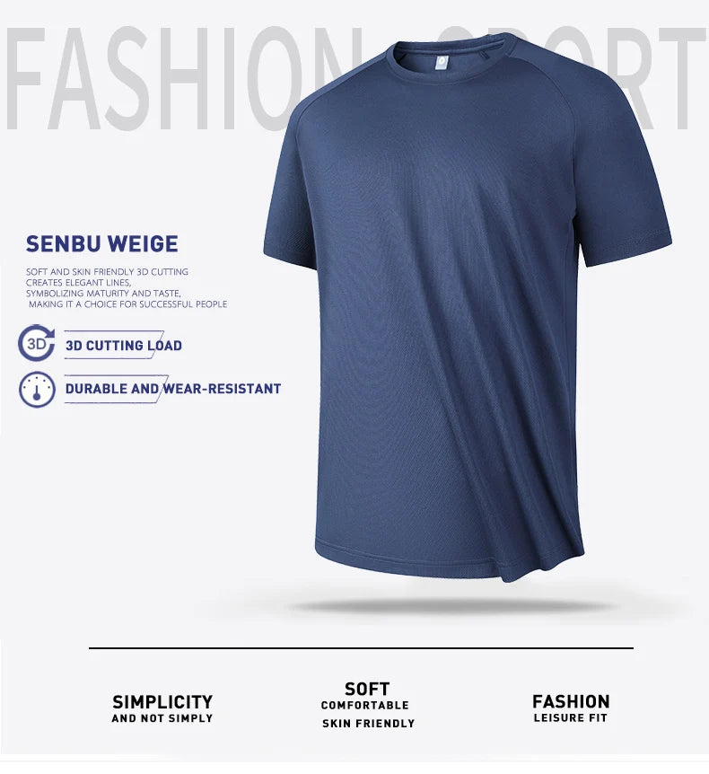 Men’s Breathable Quick-Dry Running Sports Fitness Short Sleeve T-Shirt