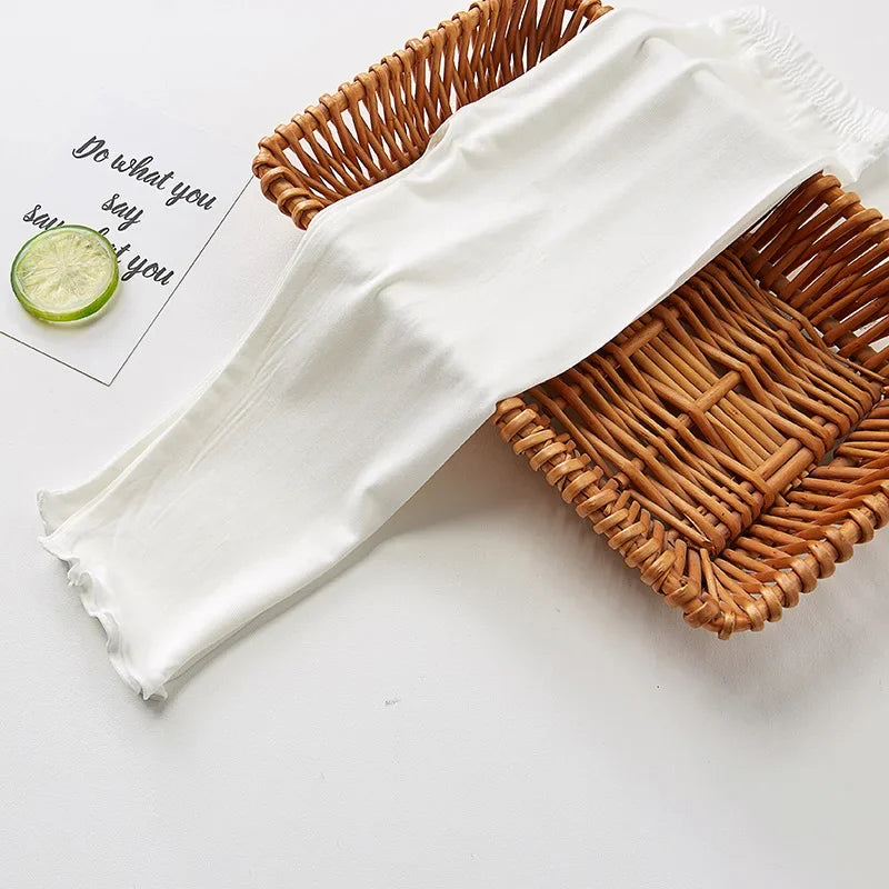 Girl's Ruffle Cropped Leggings