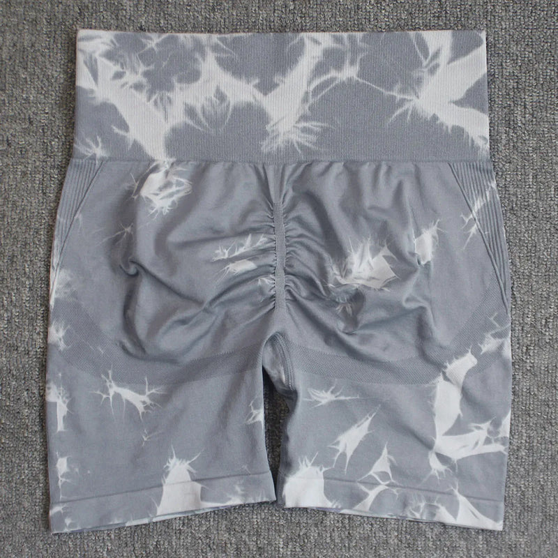 Seamless Tie Dye Push Up Yoga Shorts for Women: