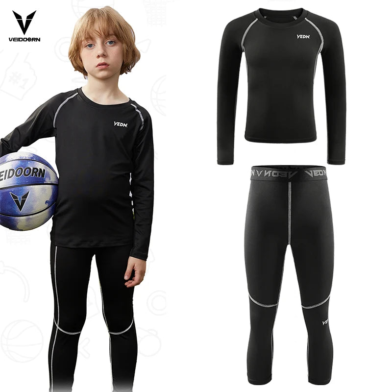 Boys Compression Set โ Leggings & Long Sleeve Shirt