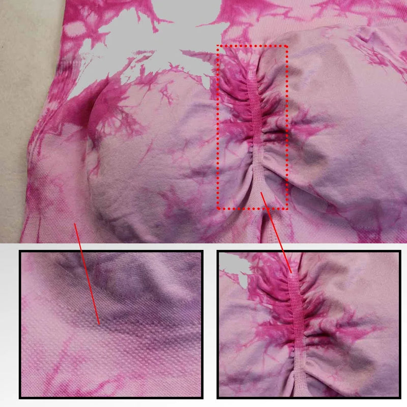 Seamless Tie Dye Push Up Yoga Shorts for Women: