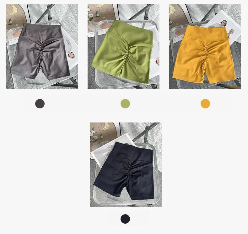Solid Color High Waist Seamless Butt Lift Yoga Shorts