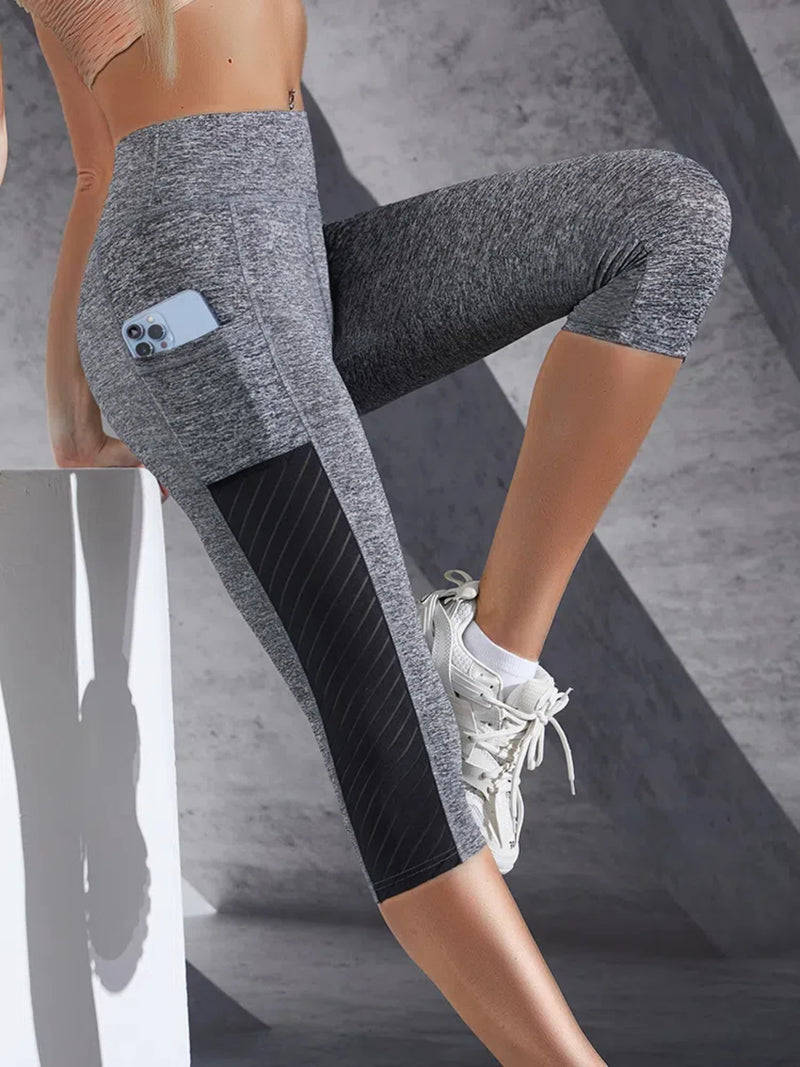 Women’s High Waist Calf-Length Yoga Pants with Side Pockets