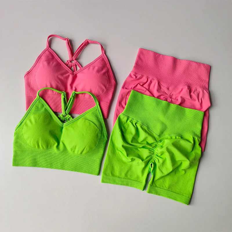 2 Pcs Yoga Sets Women High Waist Workout Outfits