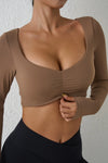 QINACTIVE Women’s Long Sleeve Yoga Crop Top