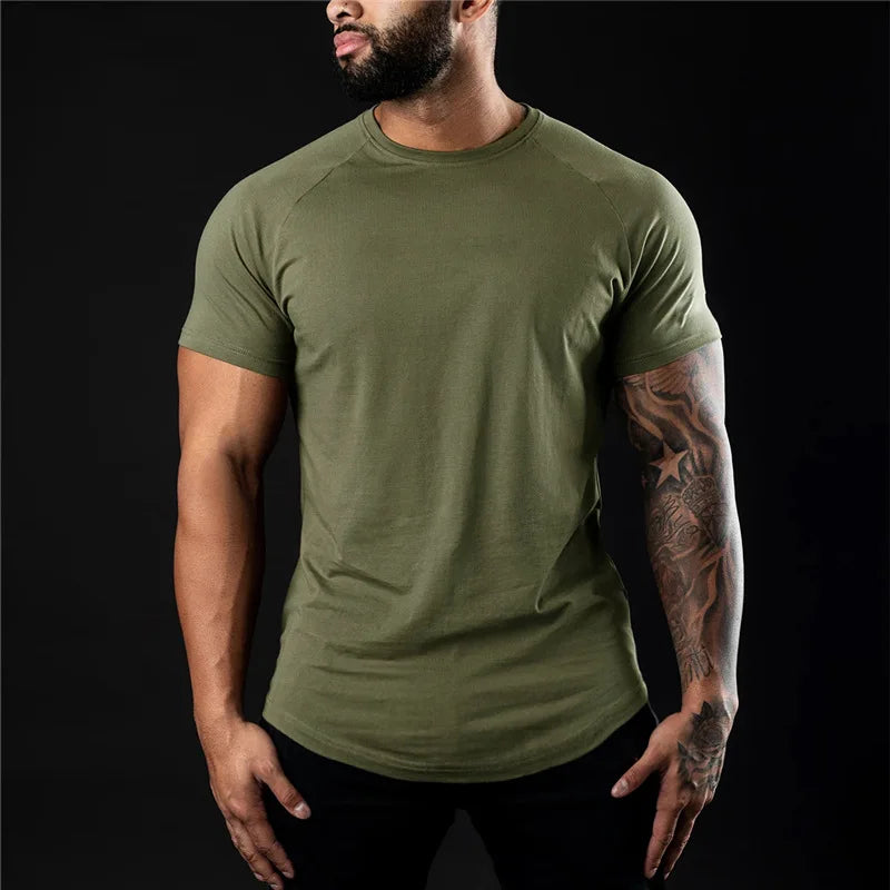 Plain Gym T-shirt for Men – Summer Fitness Cotton Slim Fit Tee