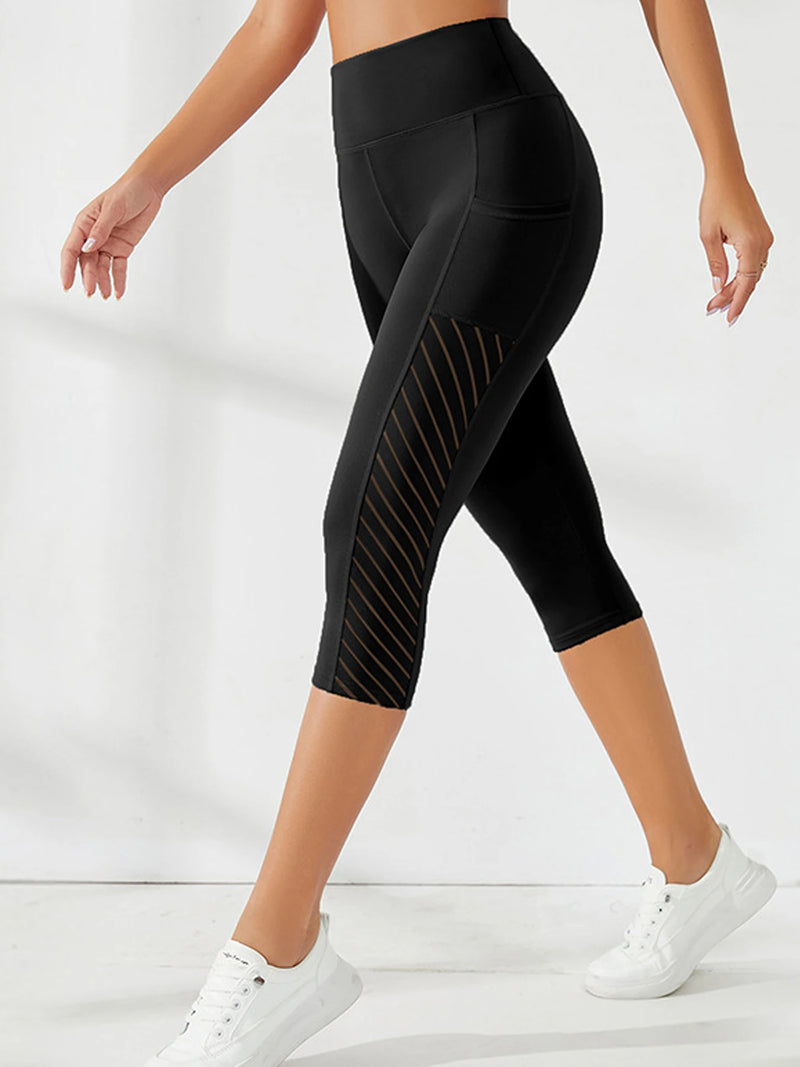 Women’s High Waist Calf-Length Yoga Pants with Side Pockets